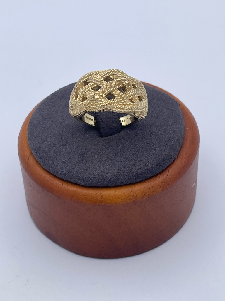 Judith Ripka 14k Gold Clad Sterling Silver 925 Ring Textured Woven Band Size 8 196$